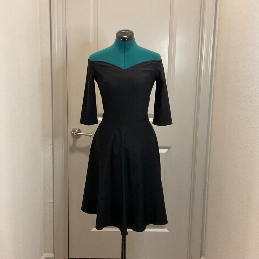 Grace Karin Black Fit & Flare Midi Dress Size S Cocktailβ Party Prom Wedding EUC